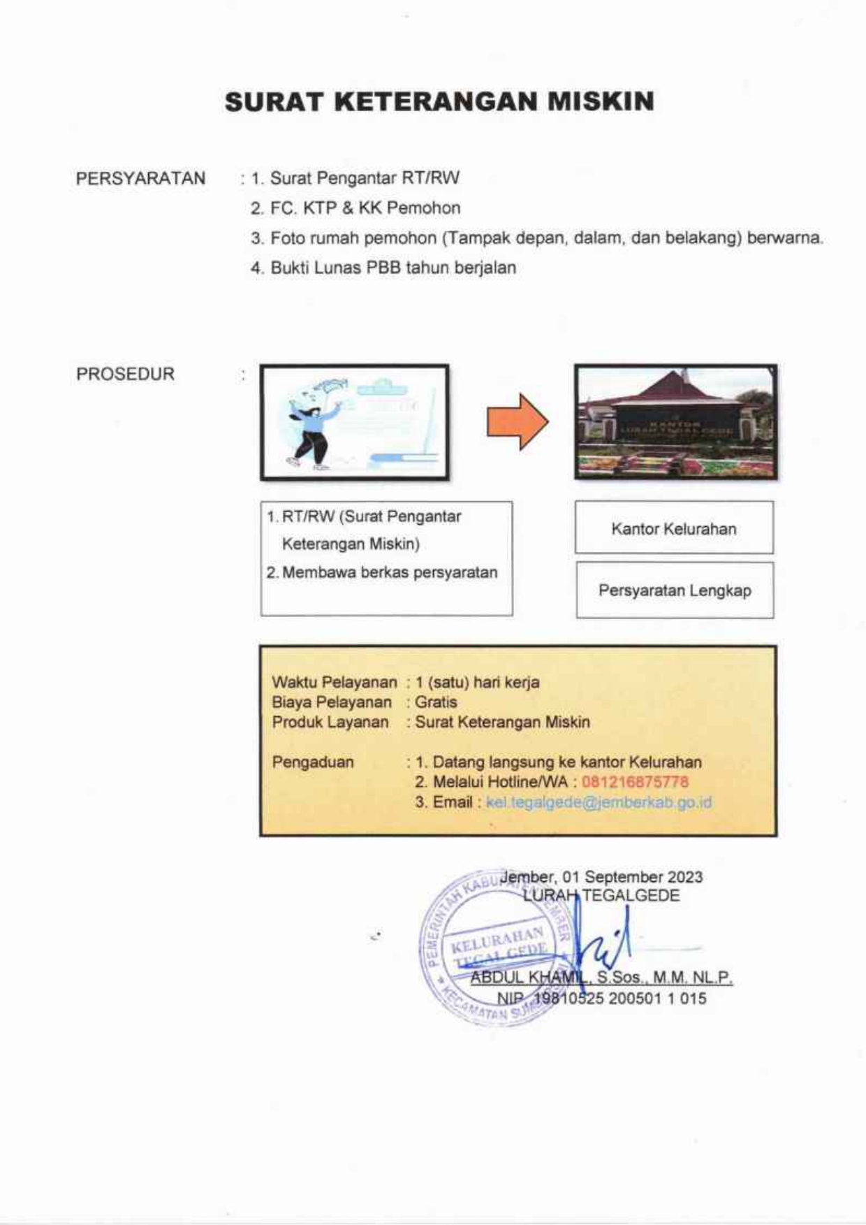 PERSYARATAN DAN PROSEDUR PENGAJUAN SURAT KETERANGAN MISKIN