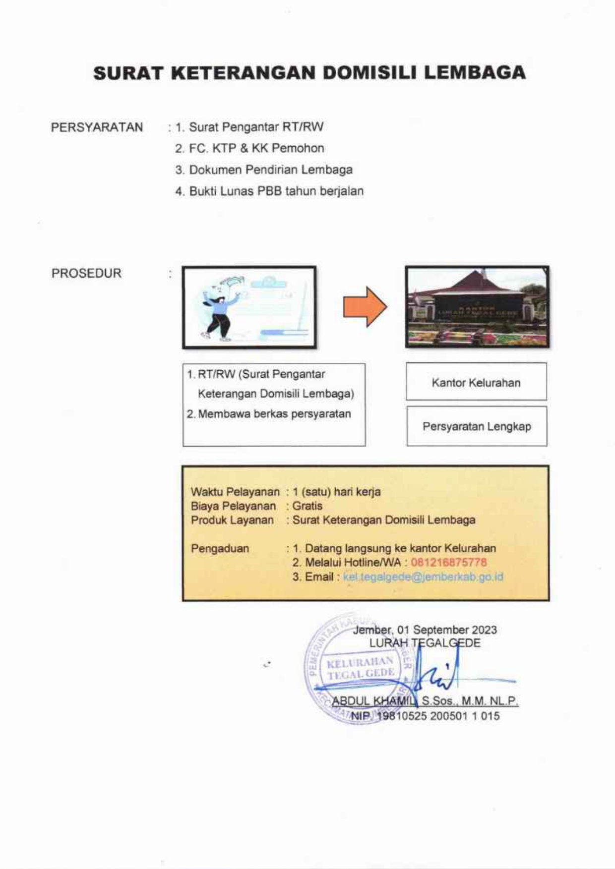 PERSYARATAN DAN PROSEDUR PENGAJUAN SURAT DOMISILI LEMBAGA