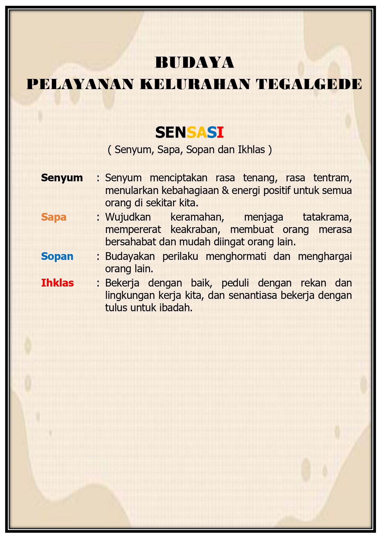 BUDAYA PELAYANAN KELURAHAN TEGALGEDE