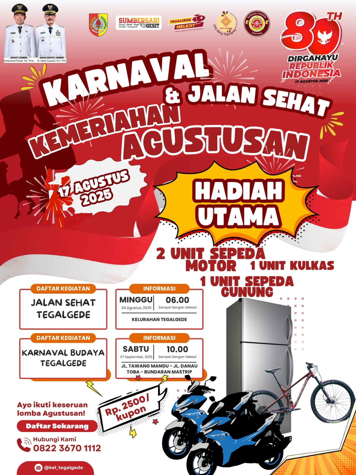 Karnaval dan Jalan Sehat Reng Tegalgede Hadiah 2 Unit Motor