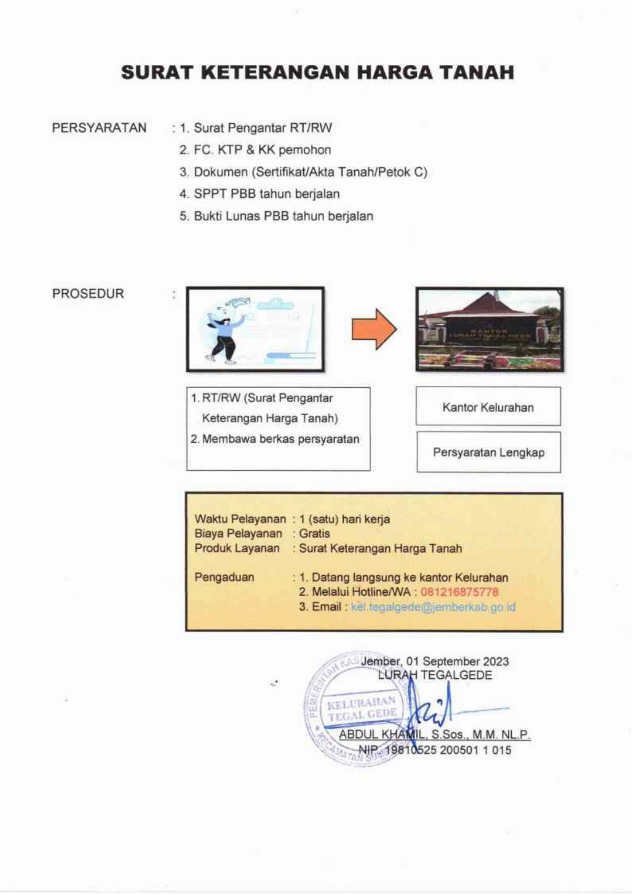 PERSYARATAN DAN PROSEDUR PENGAJUAN SURAT KETERANGAN HARGA TANAH